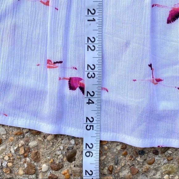 ANA FLamingo Print White Sleeveless Babydoll Blouse Size Petite M - Picture 5 of 7